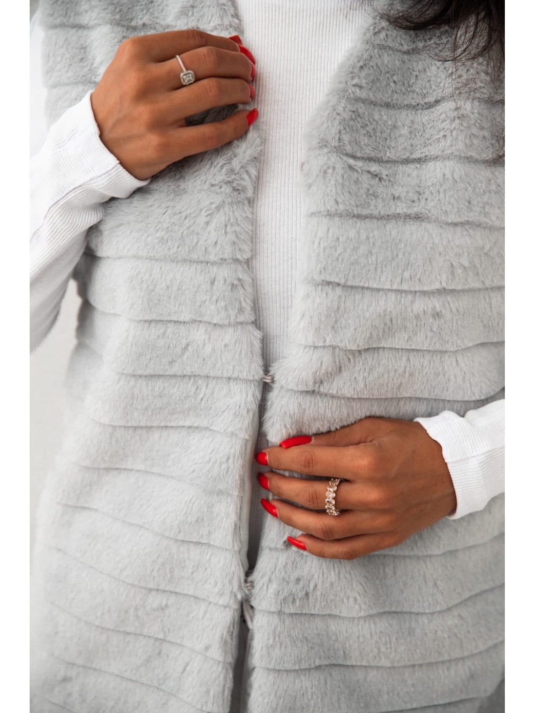 Women\'s fur vest, light gray 02114 - Online store - Boutique